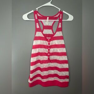 Aeropostale Striped Pink and White Women's half lace Tank Top